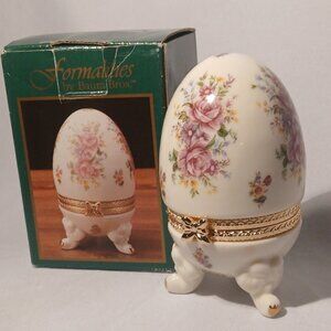 Formalities by Baum Bros Three-Legg Porcelain Egg Shaped Trinket Box